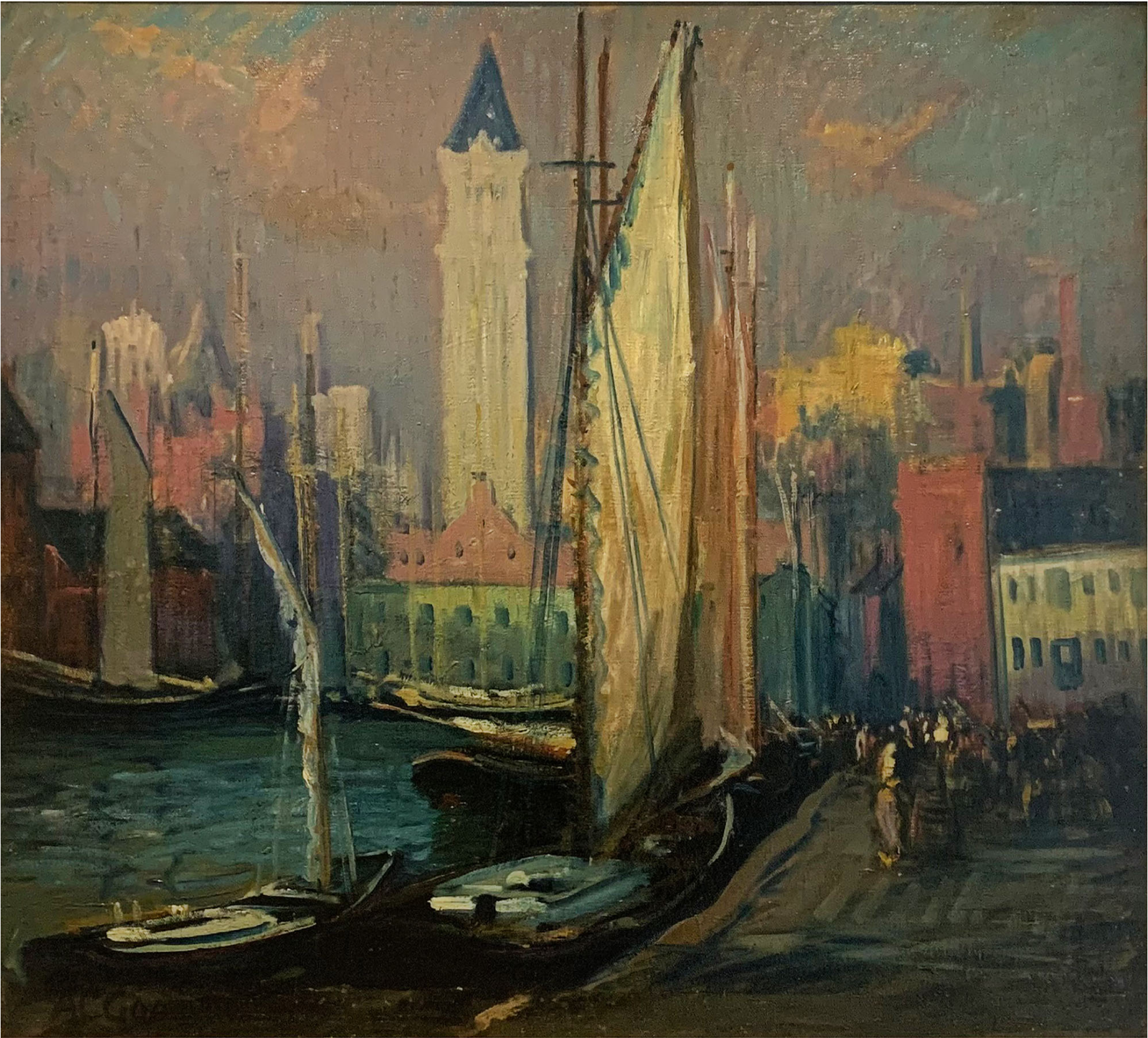 Arthur Clifton Goodwin (1864–1929) The Custom House Tower from Long Wharf, 1913